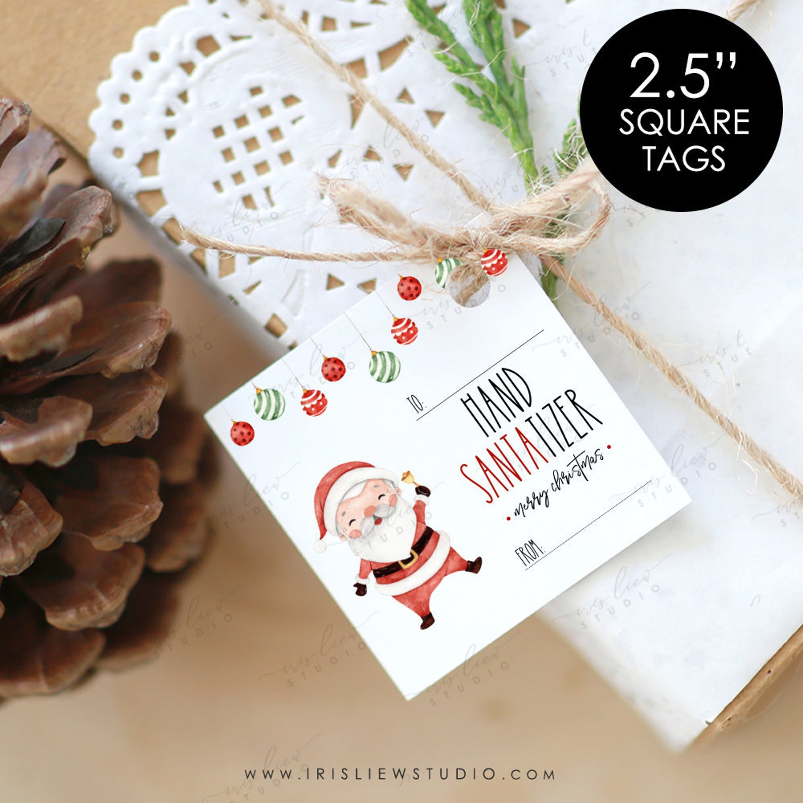Santatizer Tagsprintable Christmas Gift Tagsprintable Merry - Etsy