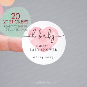 Oh Baby stickers,Baby shower labels, Personalized baby shower stickers,Baby shower favor stickers,Gender Reveal party stickers
