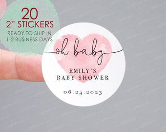 Oh adesivi per bambini, etichette per baby shower, adesivi personalizzati per la doccia del bambino, adesivi per la doccia del bambino, adesivi per feste Gender Reveal