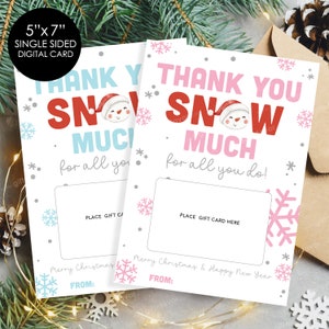 Danke Schnee viel alles, was Sie tun Karte, druckbare Weihnachtskarte, Weihnachts-Dankeschön-Karte für Lehrer, digitale Weihnachtskarte für Lehrer