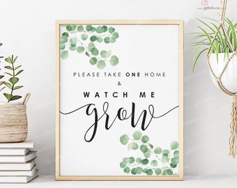 Watch Me Grow Sign,Succulent Baby Shower Sign,Greenery Baby Shower Favor Sign,Baby Succulent Favor Sign,Succulent Favor Sign,Eucalyptus Sign