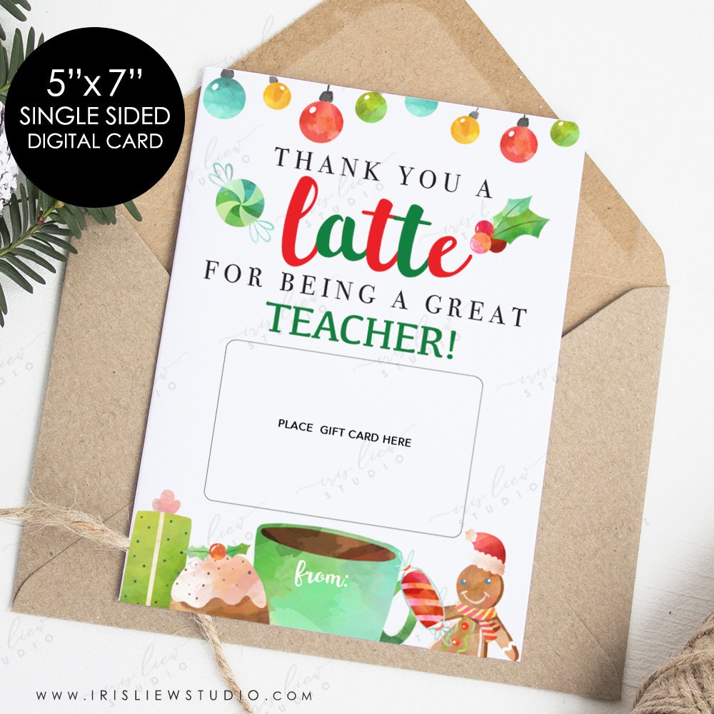 Thank You A Latte for Being A Great Teacher Cardgift Card - Etsy