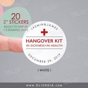 Hangover Kit stickers,Personalized hangover kit stickers,Wedding favor stickers,Custom favor labels,Emergency hangover kit labels,