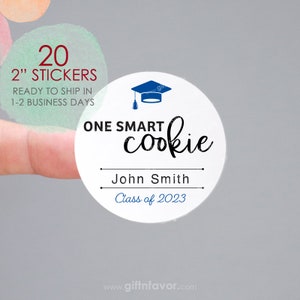 One Smart Cookie Labels,Graduation Thank you Stickers,Graduation Favor Stickers,Class of 2023 Stickers,Faux Gold Glitter Thank You Stickers