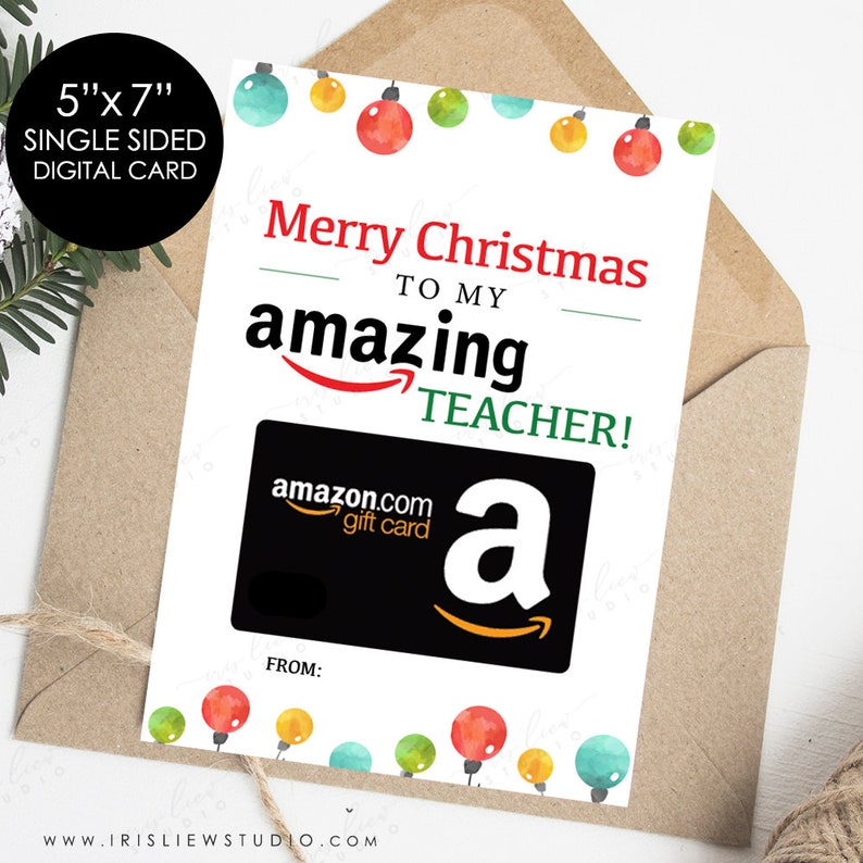 Merry Christmas To My Amazing Teacher Card,Amazon Gift Card Holder, Christmas Gift Card Holder,Card For Teacher,Digital Gift Card Holder 