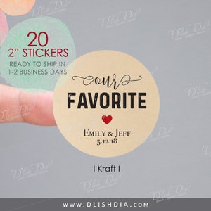 20 Our Favorite Stickers,Printed Wedding Favor Stickers,Wedding Favor Labels,Wedding Stickers,Custom Favor Stickers,Wedding Favor Labels image 1