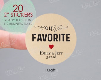 20 Our Favorite Stickers,Printed Wedding Favor Stickers,Wedding Favor Labels,Wedding Stickers,Custom Favor Stickers,Wedding Favor Labels