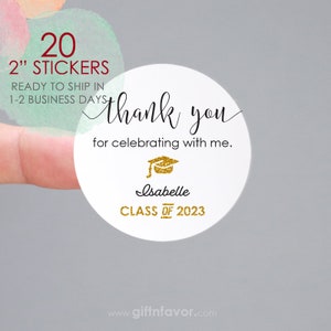 Graduation Thank you Stickers,Graduation Favor Stickers,Class of 2024 Stickers,Faux Gold Glitter Thank You Stickers,Printed Favor Stickers