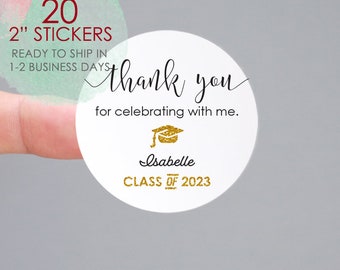 Graduation Thank you Stickers,Graduation Favor Stickers,Class of 2024 Stickers,Faux Gold Glitter Thank You Stickers,Printed Favor Stickers