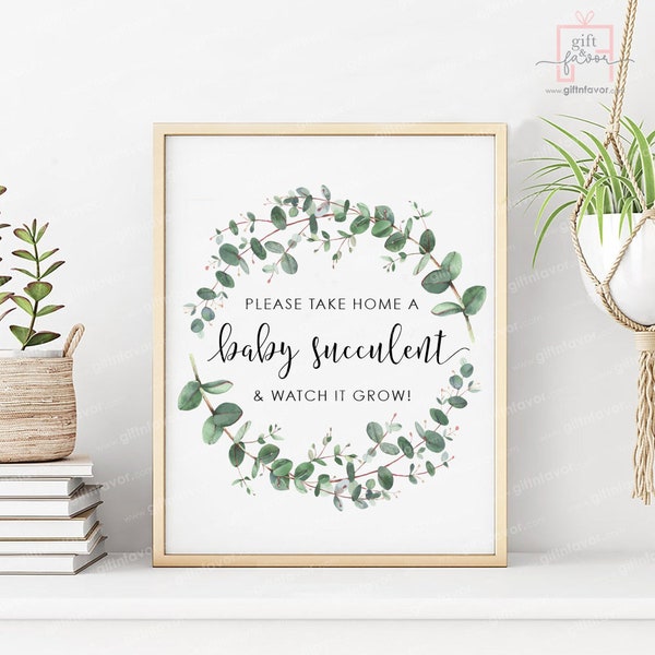 Watch Me Grow Sign,Succulent Baby Shower Sign,Greenery Baby Shower Favor Sign,Baby Succulent Favor Sign,Succulent Favor Sign,Eucalyptus Sign