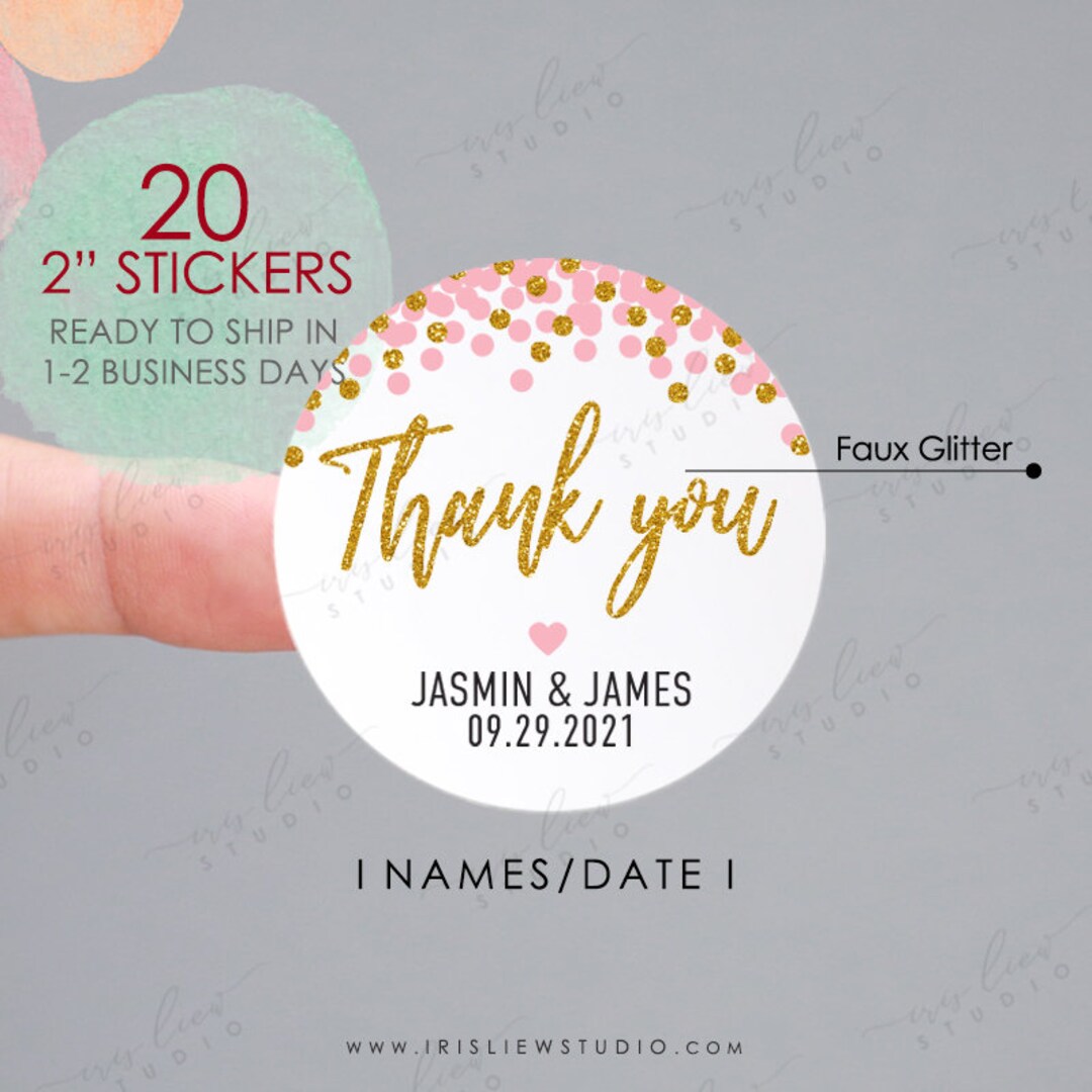 Buy Thank You Sticker,wedding Favor Stickers,wedding Stickers,baby Shower  Thank You Sticker,faux Gold Glitter Thank You Sticker,wedding Labels Online 
