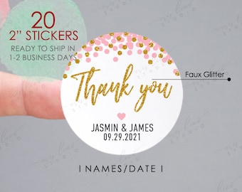 Thank You Sticker,Wedding Favor Stickers,Wedding Stickers,Baby Shower Thank You Sticker,Faux Gold Glitter Thank You Sticker,Wedding Labels