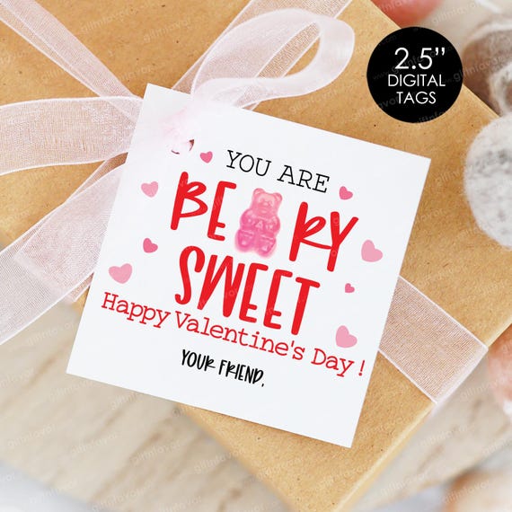 You are Beary Sweet Tags,Kids Valentines for school,Classroom Valentines,School Valentines,Gummy Bear Valentine Tags,Valentine Printable