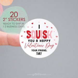 I Squish You a Happy Valentine&#39;s Day Tags,I Squish You a Happy Valentine&#39;s Day Stickers,Kids Valentine Card,Class Valentine&#39;s Dag Tags