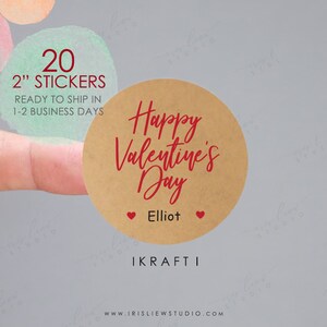 Happy Valentine's Day Stickers,Personalized Valentine's Day Stickers,Kids Valentines for School,Classroom Valentines,School Valentines image 3