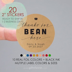 Thanks for BEAN Here Stickers,Thanks for BEAN Here Labels,Wedding Coffee Favor Labels,Coffee Bean Favor Stickers,Wedding Coffee Bean Tags