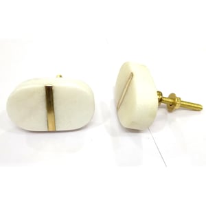7 Marble & Brass Knobs, Handmade Cupboard Drawer Pulls