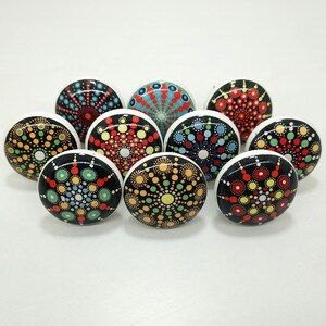 Handmade Multi Color Ceramic Knobs, Decorative Hardware image 2