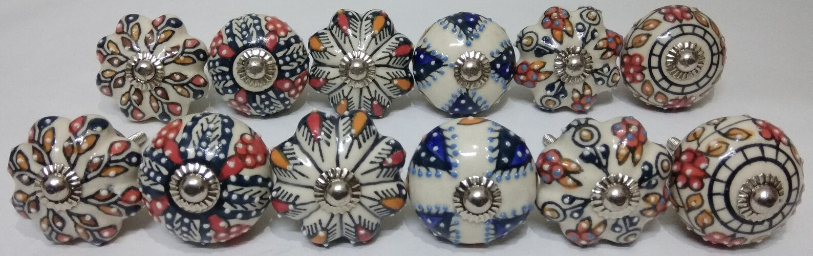 Multicolor emboss Ceramic Knobs Handpainted Handmade Ceramic Etsy