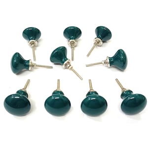 Bottle Green Ceramic Knobs - Handmade Cabinet & Drawer Hardware