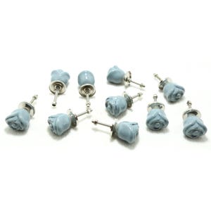 Grey Flower Ceramic Cabinet Knob, Handmade Drawer Pull