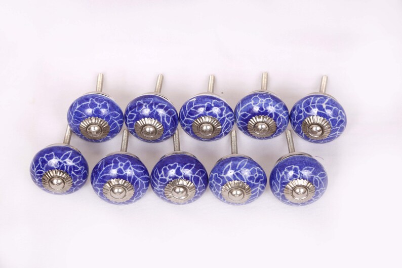 Blue & White Ceramic Knobs Hand Painted Ceramic Door Knobs Etsy