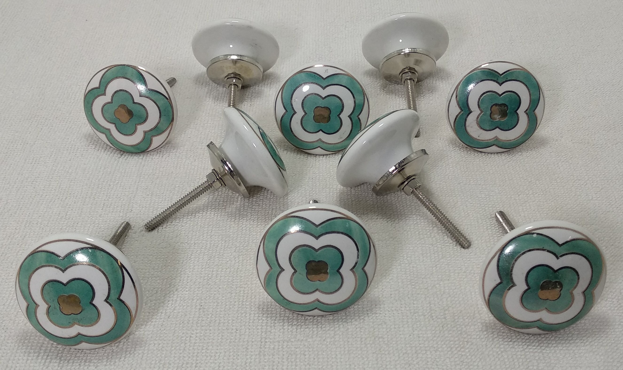 Lote de 10 perillas de puerta de cerámica dorada verde marino | Etsy
