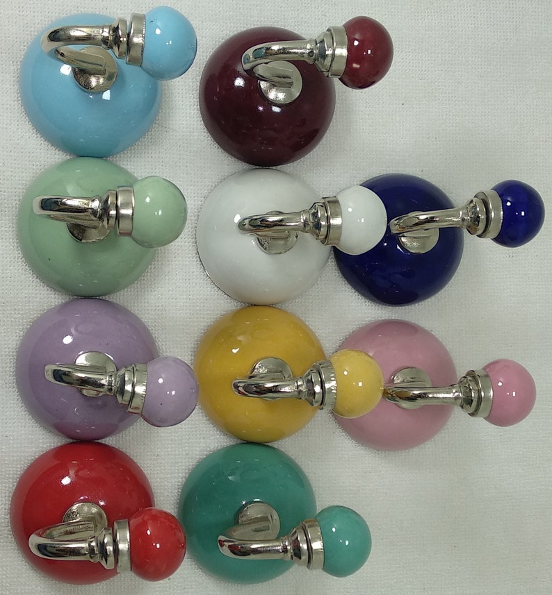 Assorted Plain Ceramic Hooks Handpainted Hooks Bathroom Hooks - Etsy