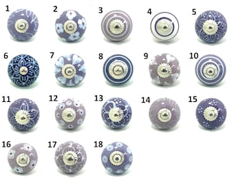 Hand-Painted Purple Ceramic Knob, Kitchen Cabinet Hardware