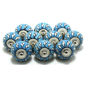 Blue and White Ceramic Knobs Kitchen Cabinet Drawer Knobs Cupboard Knobs Hardware Knobs Handmade Knobs Cabinet Knobs Ceramic Door Knobs