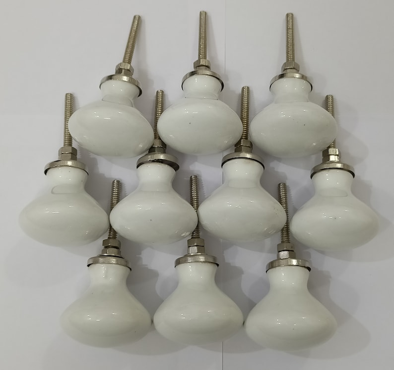 White Color Vintage Ceramic Knobs Kitchen Cabinet Knobs Drawer - Etsy