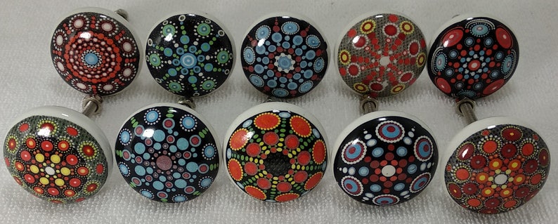 Multi Color Ceramic Knobs Kitchen Cabinet Drawer Knobs | Etsy