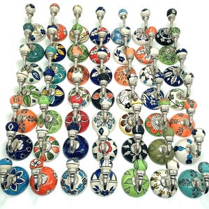 Assorted Ceramic Hooks Hand painted Hooks Bathroom Hooks Decorative Hooks Kitchen Wall Hooks Coat Hangers Towel Hanger Colorful Hooks