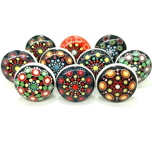Handmade Multi Color Ceramic Cabinet Knobs, Polka Dot Hardware image 1