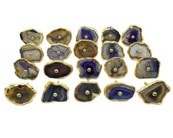 Tiradores de ágata con detalles de latón - Tirador de piedra para cajón de gabinete