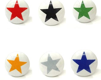 Pomello per mobile in ceramica a forma di stella: ferramenta bianca e grigia fatta a mano