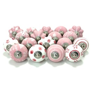 Hand-Painted Pink Ceramic Knobs, Decorative Cabinet Hardware image 3