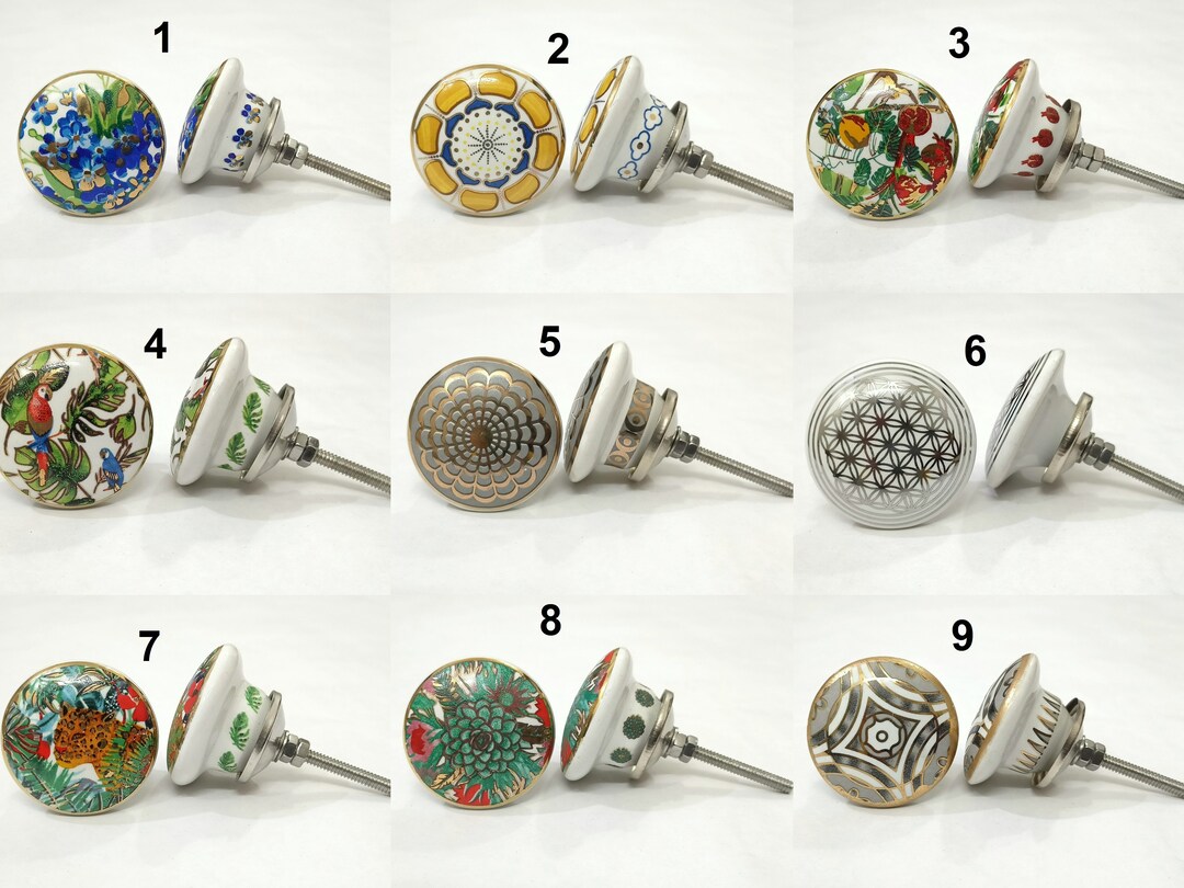 Golden Ceramic Door Knobs Kitchen Knobs Drawer Knobs Hardware