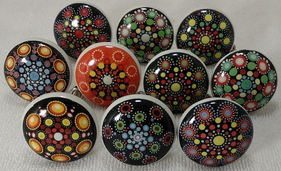 Multi Color Ceramic Knobs Kitchen Cabinet Drawer Knobs - Etsy