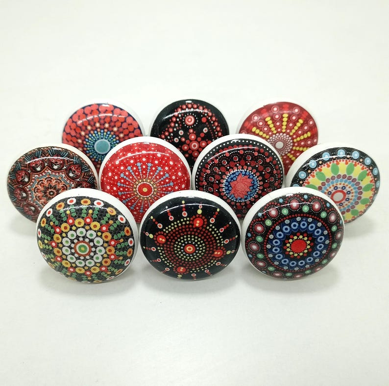 Handmade Multi Color Ceramic Cabinet Knobs image 2