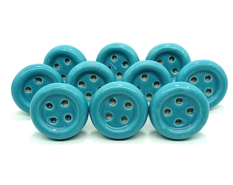 Ceramiczna gałka do szafki w kolorze turkusowym, ręcznie robiony uchwyt do szuflady