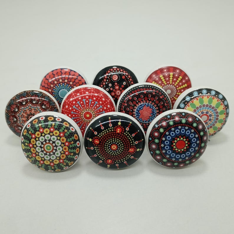 Handmade Multi Color Ceramic Cabinet Knobs image 3