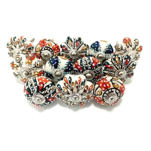 Handmade Multicolor Ceramic Pumpkin Knob, Handpainted