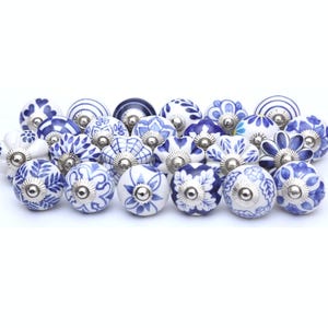 Assorted Blue and White Ceramic Knobs Ceramic Door Knobs Kitchen Cabinet Drawer Pulls