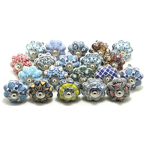 Handbemalte Keramik Kürbis Knäufe, Multicolor Schubladenknäufe