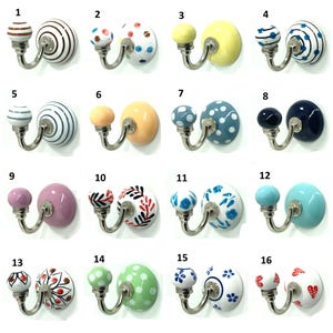 Perillas planas de cerámica multicolor, herrajes para gabinetes hechos a mano