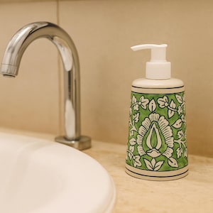 Hand-Painted Ceramic Soap Dispenser | Refillable Boho Decor