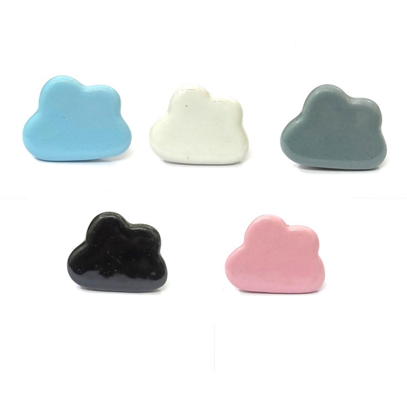 Pomelli in ceramica dipinti a mano a forma di nuvola, ferramenta per mobili immagine 1