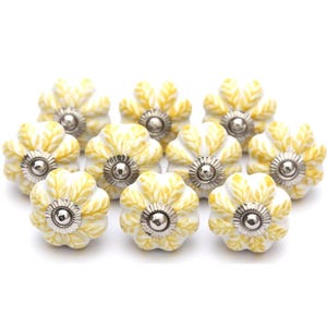 Handmade Ceramic Flower Knobs, Kitchen Cabinet Drawer Pulls