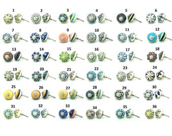 Pomelli per mobili in ceramica dipinti a mano, pomelli a forma di zucca in rilievo